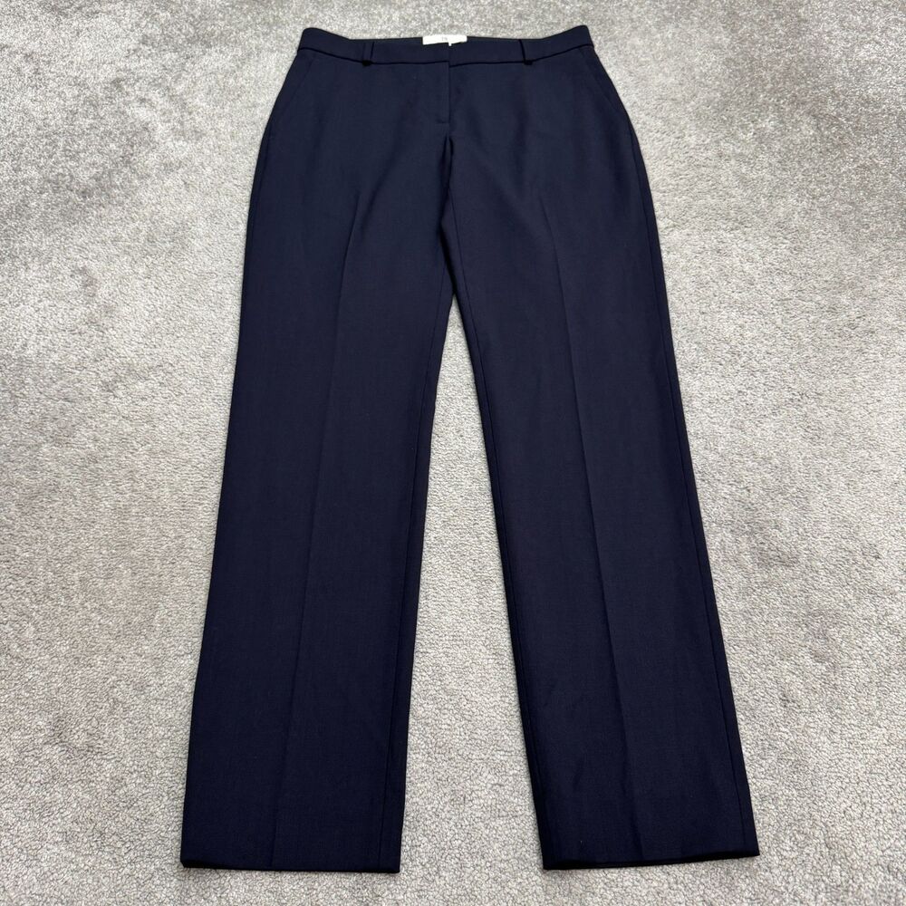 Banana Republic Straight Leg Dress Pants Women 4 Tall Navy Blue Slacks Mid Rise